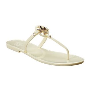 White Tory Bury Ivory Thong Sandals